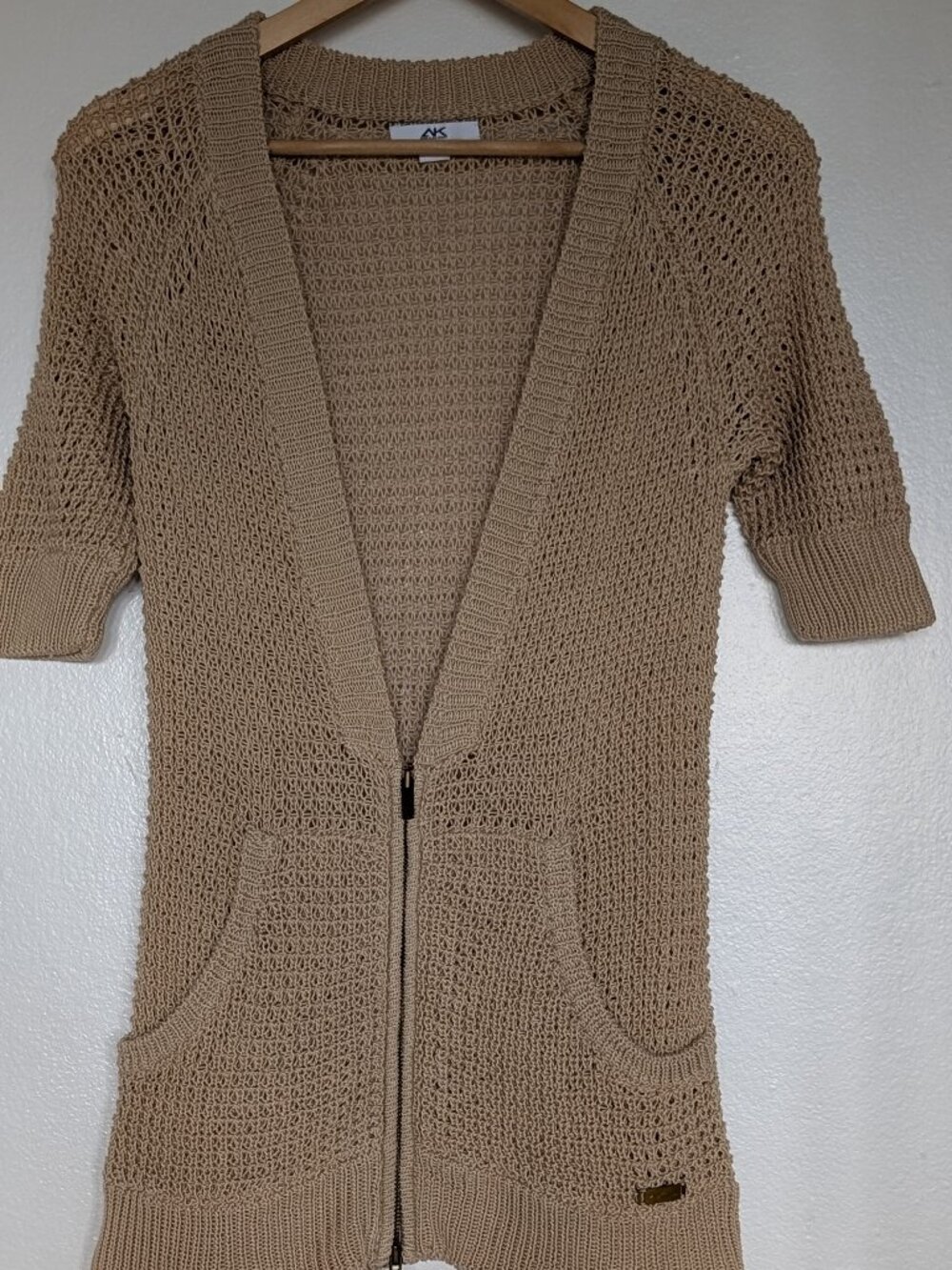 Anne Klein Beige Open-nit Cardigan-Size M